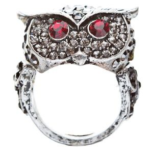Owl Animal 3D Rhinestone Stretch Fashion Ring